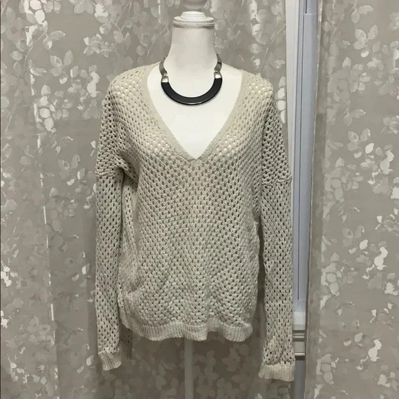 THEORY‎ V-neck Stitched Hole Sweater - Picture 1 of 5